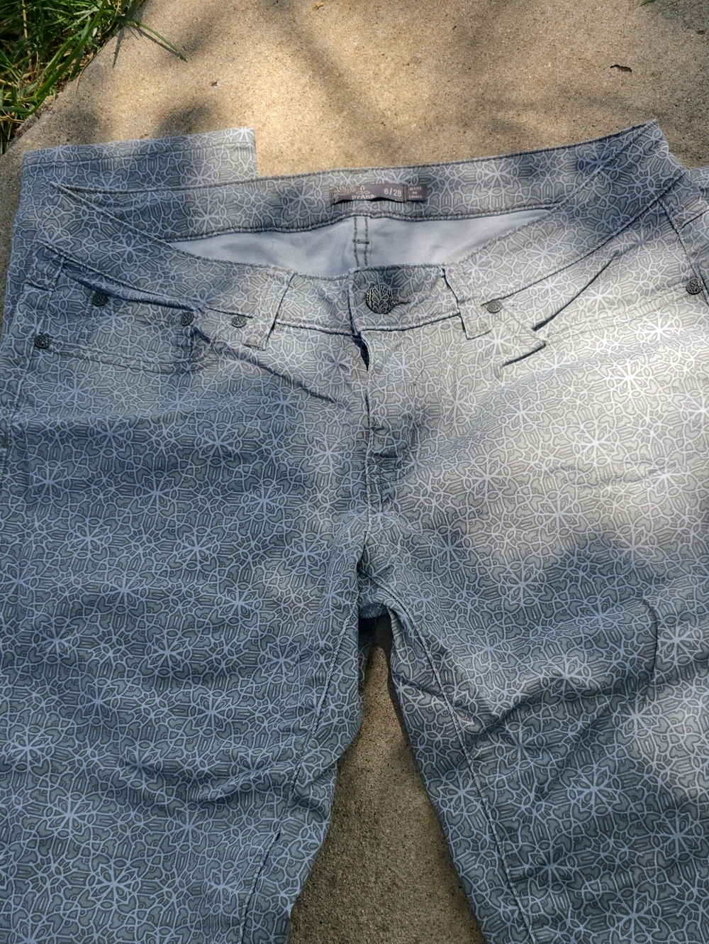 Prana KARA Light Gray Patterned Pants